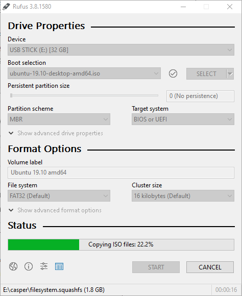 write linux iso file to usb