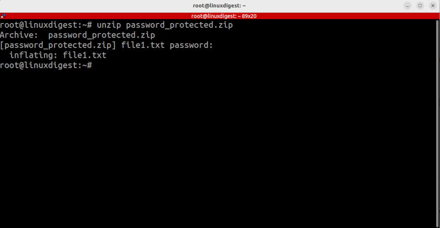 Unzip prompting for password.